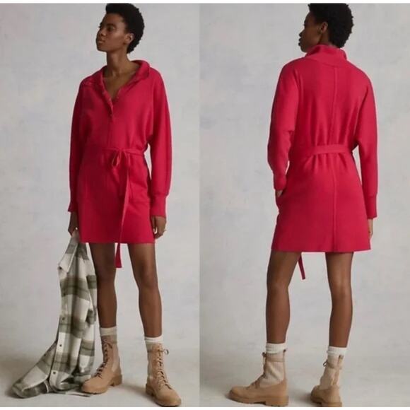 ANTHROPOLOGIE DAILY PRACTICE Women’s Pink Polo Knit Sweater Dress - Picture 1 of 7